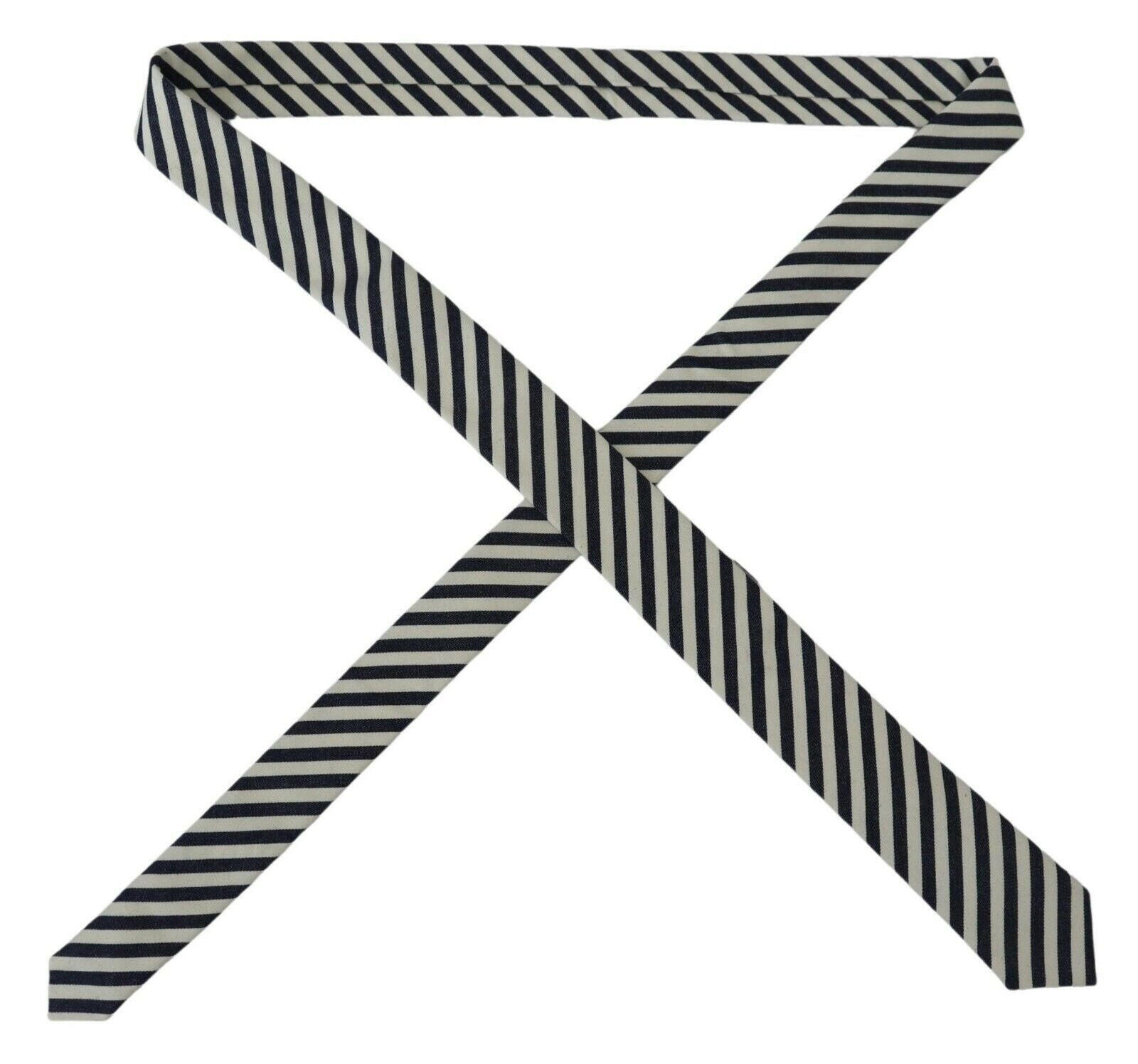 Denny Rose White Blue Striped Classic Adjustable Men Silk Tie -  Neckties, Men -  Denny Rose.