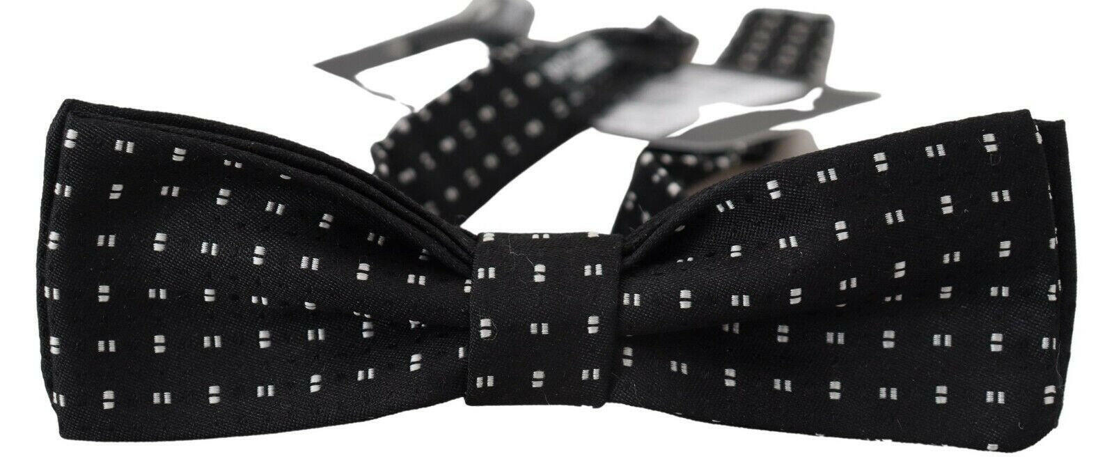 Dolce & Gabbana Black Silk Patterned Neck Papillon Accessory Bow Tie -  Neckties, Men -  Dolce & Gabbana.