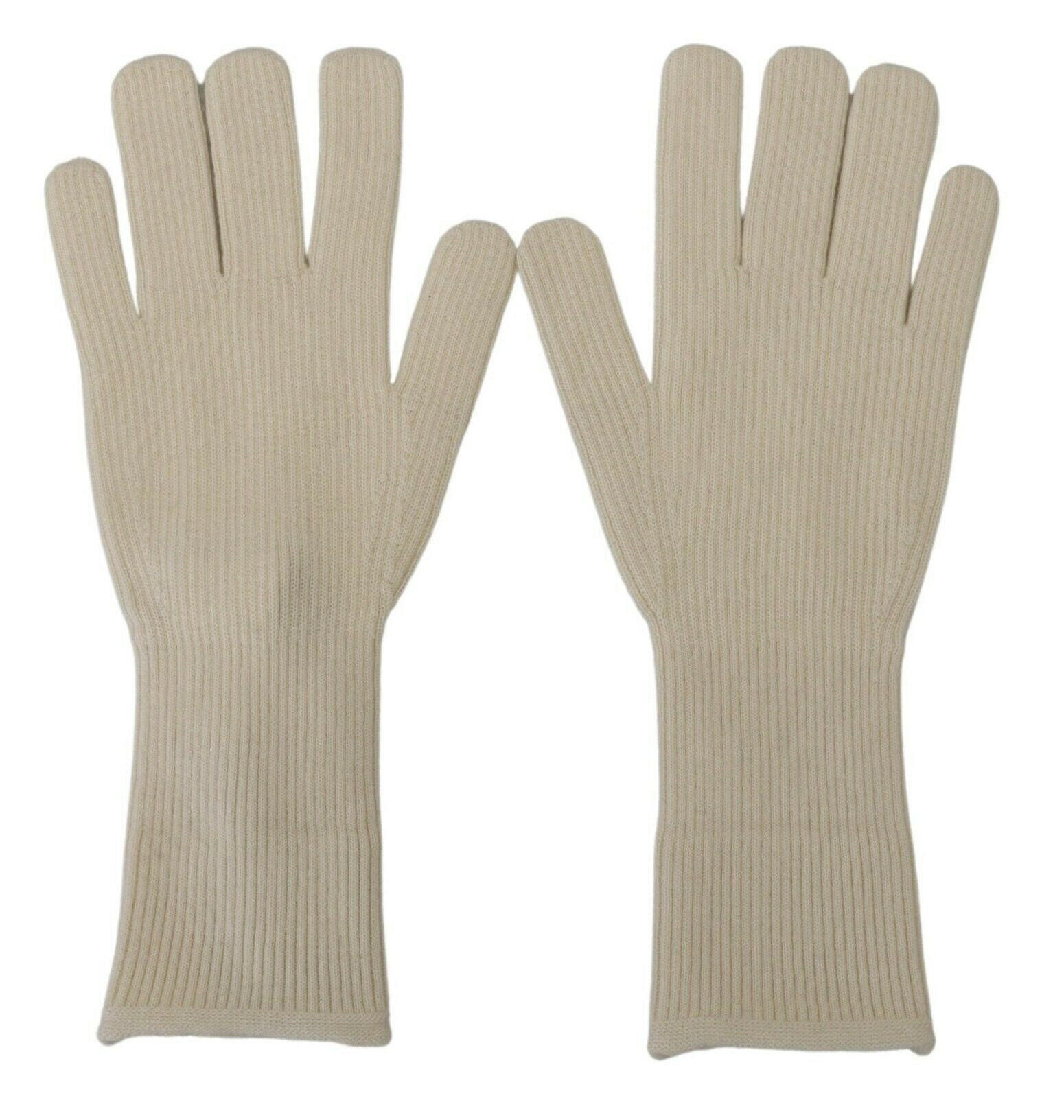 Dolce & Gabbana White Cashmere Knitted Hands Mitten Mens Gloves -   -  Dolce & Gabbana.
