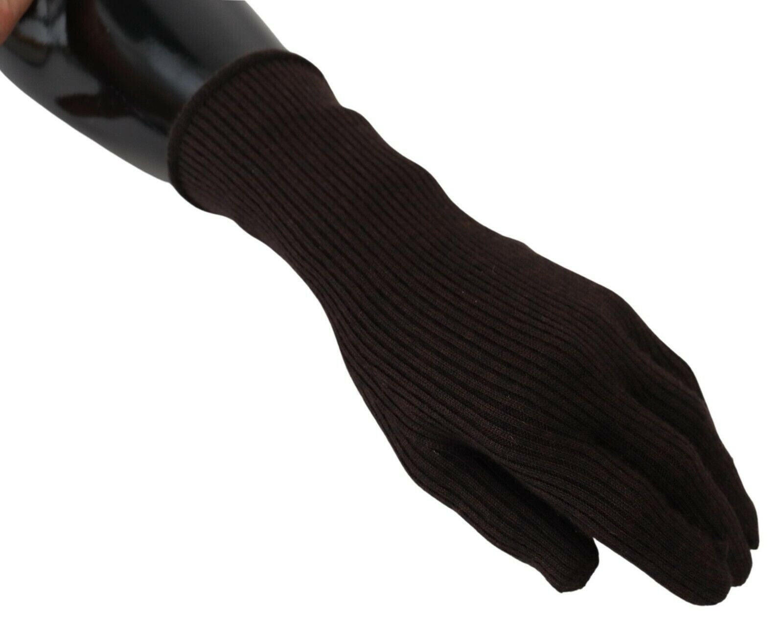 Dolce & Gabbana Brown Cashmere Silk Hands Mitten Mens Gloves -   -  Dolce & Gabbana.