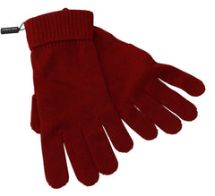 Dolce & Gabbana Red 100% Cashmere Knit Hands Mitten Mens Gloves -   -  Dolce & Gabbana.