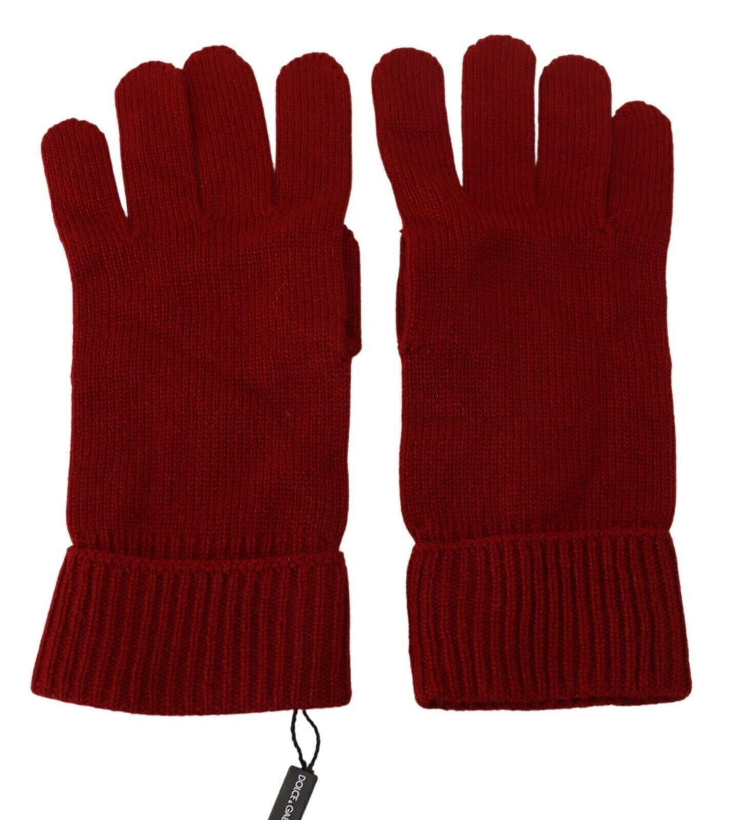 Dolce & Gabbana Red 100% Cashmere Knit Hands Mitten Mens Gloves -   -  Dolce & Gabbana.
