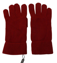 Dolce & Gabbana Red 100% Cashmere Knit Hands Mitten Mens Gloves -   -  Dolce & Gabbana.