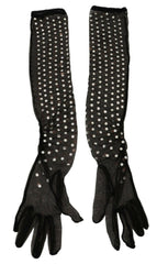 Dolce & Gabbana Black Crystal Elbow Length Cotton Tulle Gloves -   -  Dolce & Gabbana.