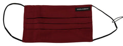 Dolce & Gabbana Maroon Silk Pleated Elastic Ear Strap One Size Face Mask -   -  Dolce & Gabbana.