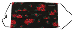 Dolce & Gabbana Black Floral Pleated Elastic Ear Strap One Size Face Mask -   -  Dolce & Gabbana.