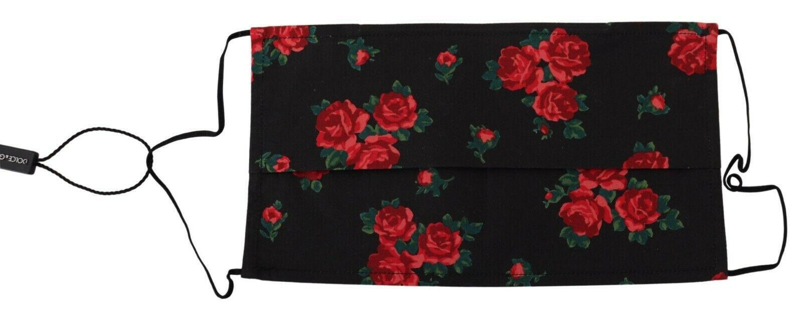 Dolce & Gabbana Black Floral Pleated Elastic Ear Strap One Size Face Mask -   -  Dolce & Gabbana.
