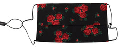 Dolce & Gabbana Black Floral Pleated Elastic Ear Strap One Size Face Mask -   -  Dolce & Gabbana.