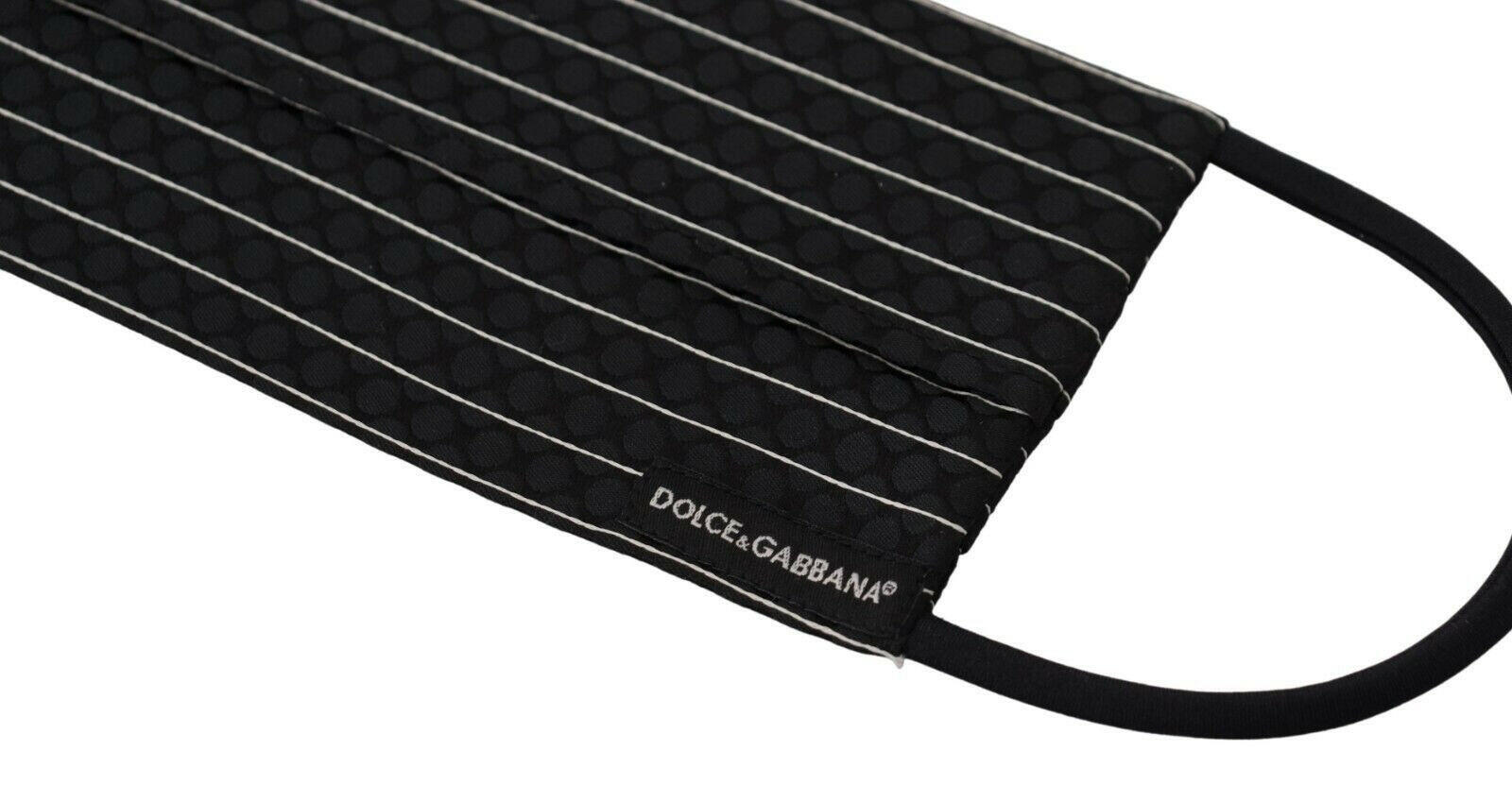 Dolce & Gabbana Black White Stripes Elastic Ear Strap One Size Face Mask -   -  Dolce & Gabbana.