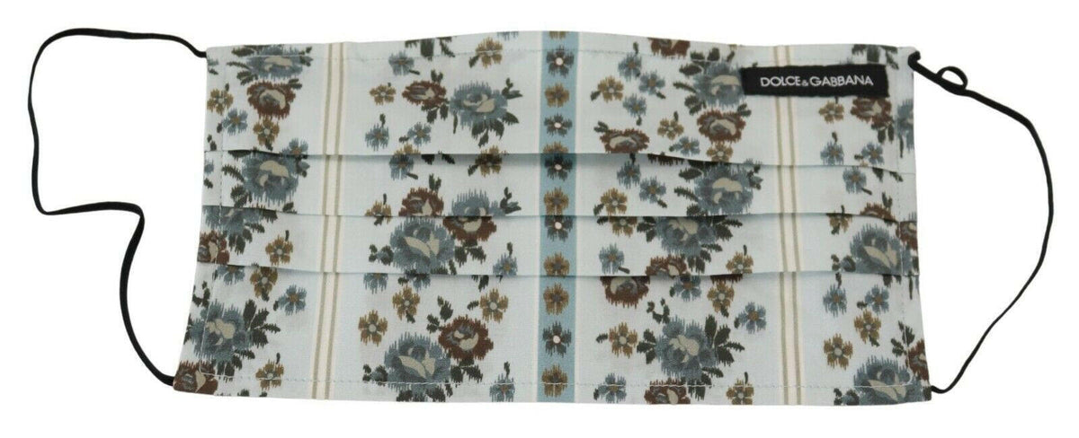 Dolce & Gabbana White Floral Cotton Pleated Elastic Ear Strap Face Mask -   -  Dolce & Gabbana.