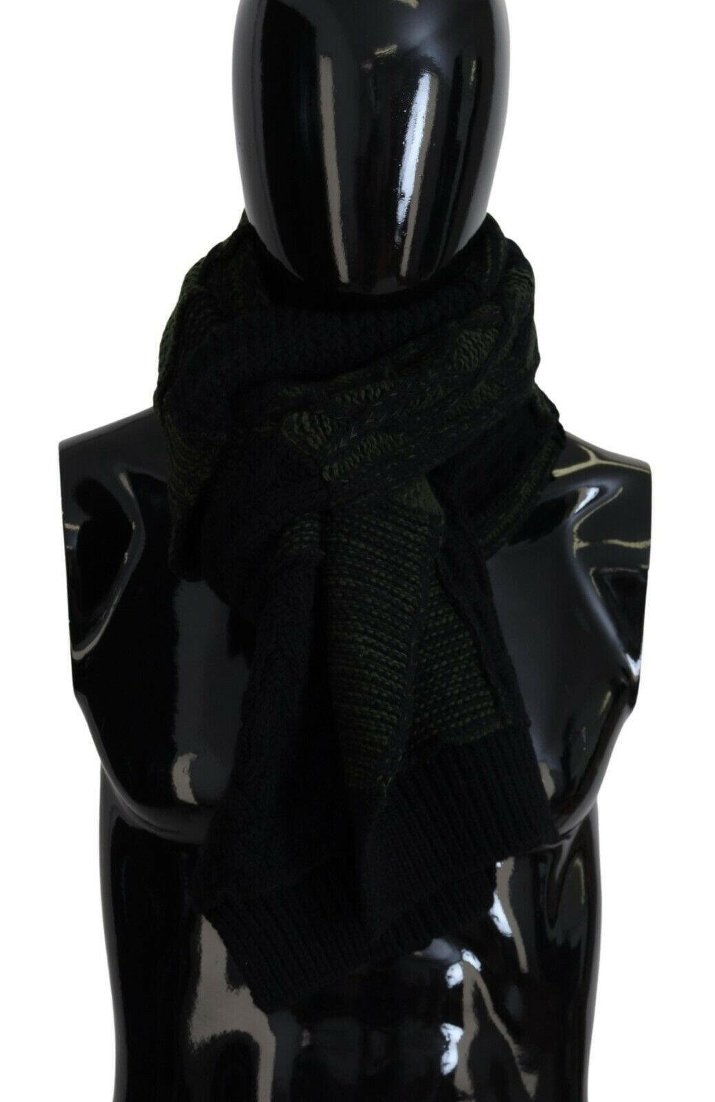Dolce & Gabbana Black Green Knitted Men Neck Wrap Shawl Scarf -   -  Dolce & Gabbana.