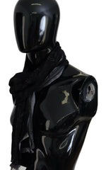 Costume National Black Grey Logo Print Men Neck Wrap Shawl Scarf -   -  Costume National.