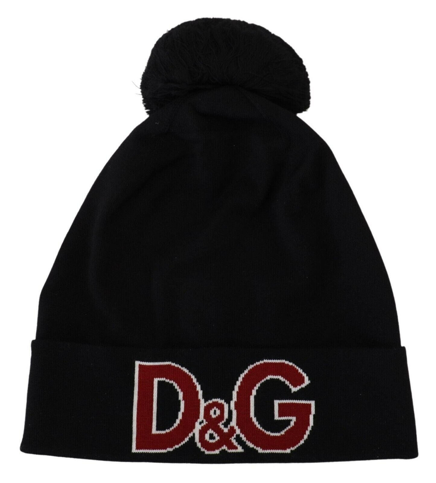Dolce & Gabbana Black Wool Fur Ball DG Love Winter Beanie One Size Hat -   -  Dolce & Gabbana.