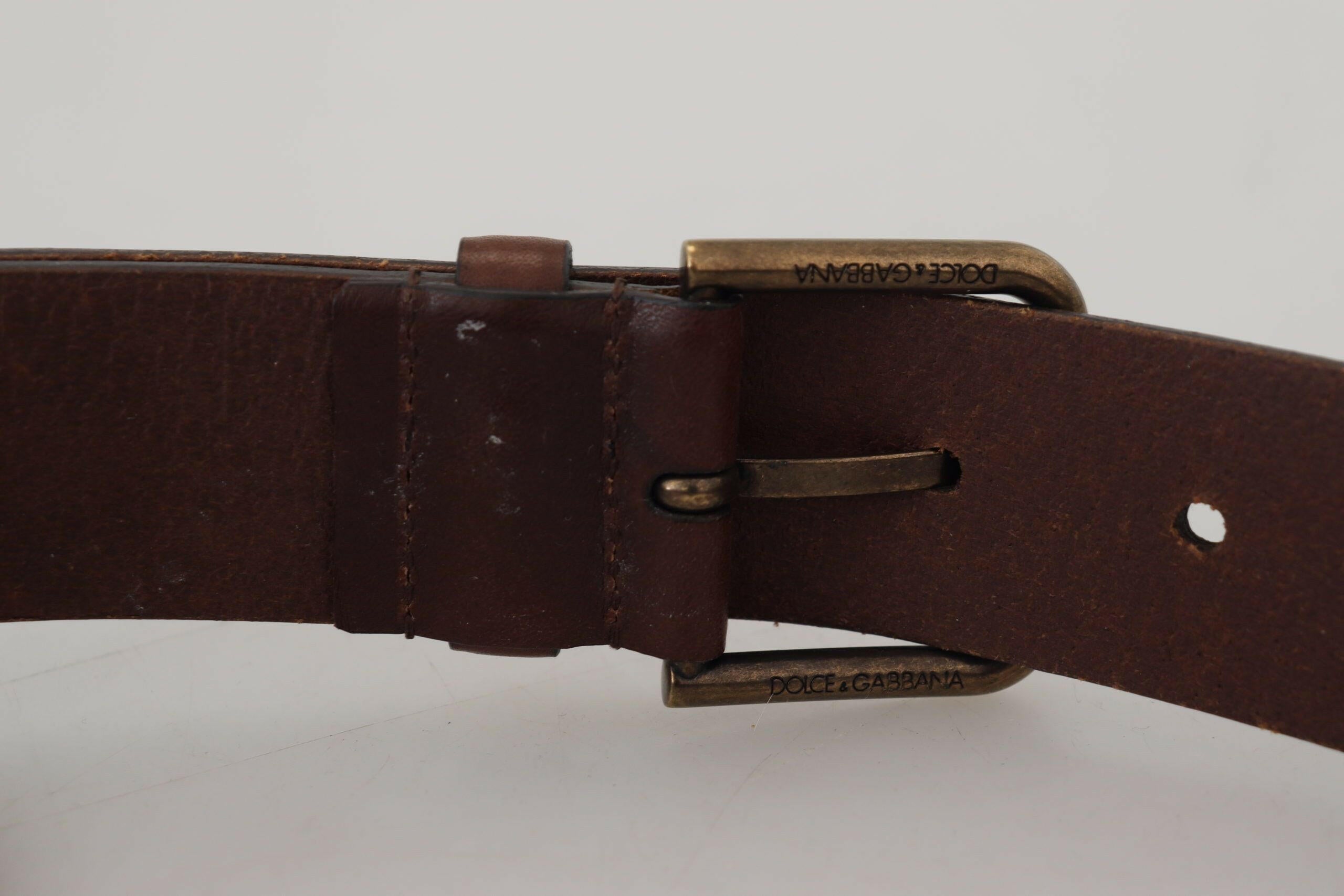 Dolce & Gabbana Brown Leather Gold Metal Buckle Carabiner Belt -   -  Dolce & Gabbana.