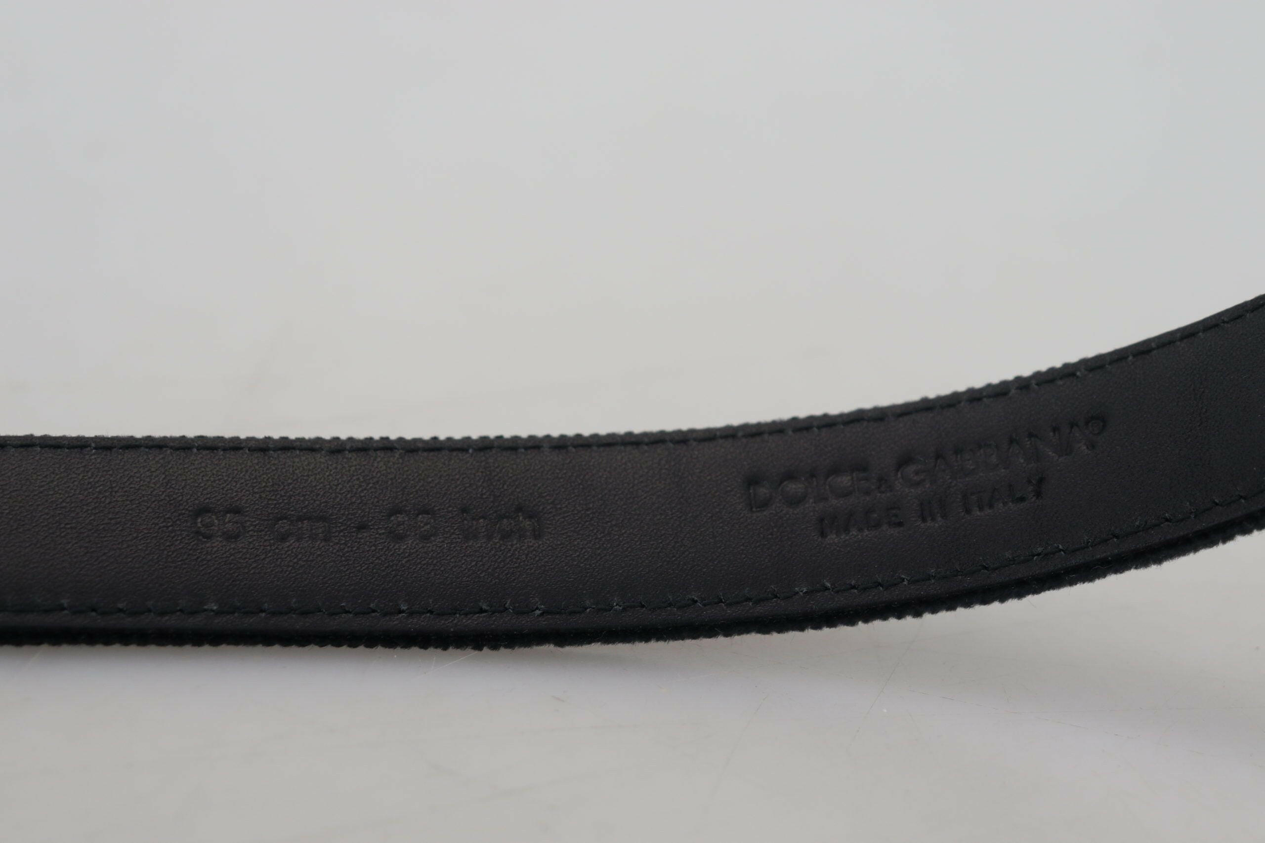 Dolce & Gabbana Black Velvet Leather Antique Metal Buckle -   -  Dolce & Gabbana.