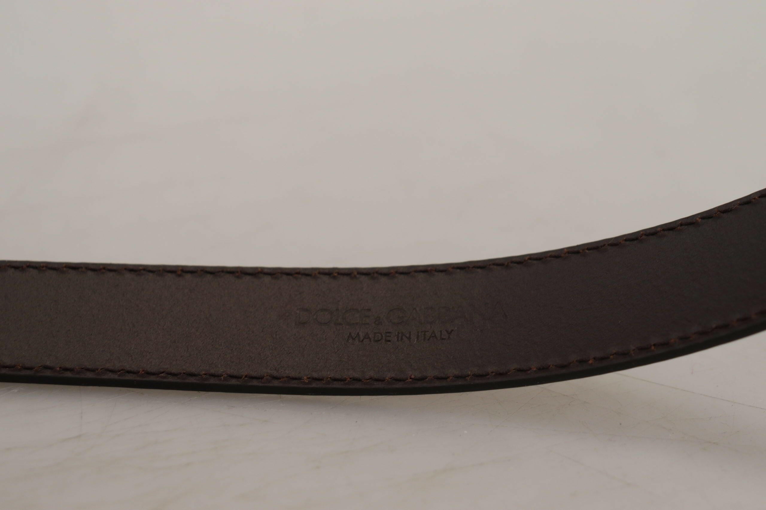 Dolce & Gabbana Gold Leather Silver Square Metal Buckle Belt -   -  Dolce & Gabbana.