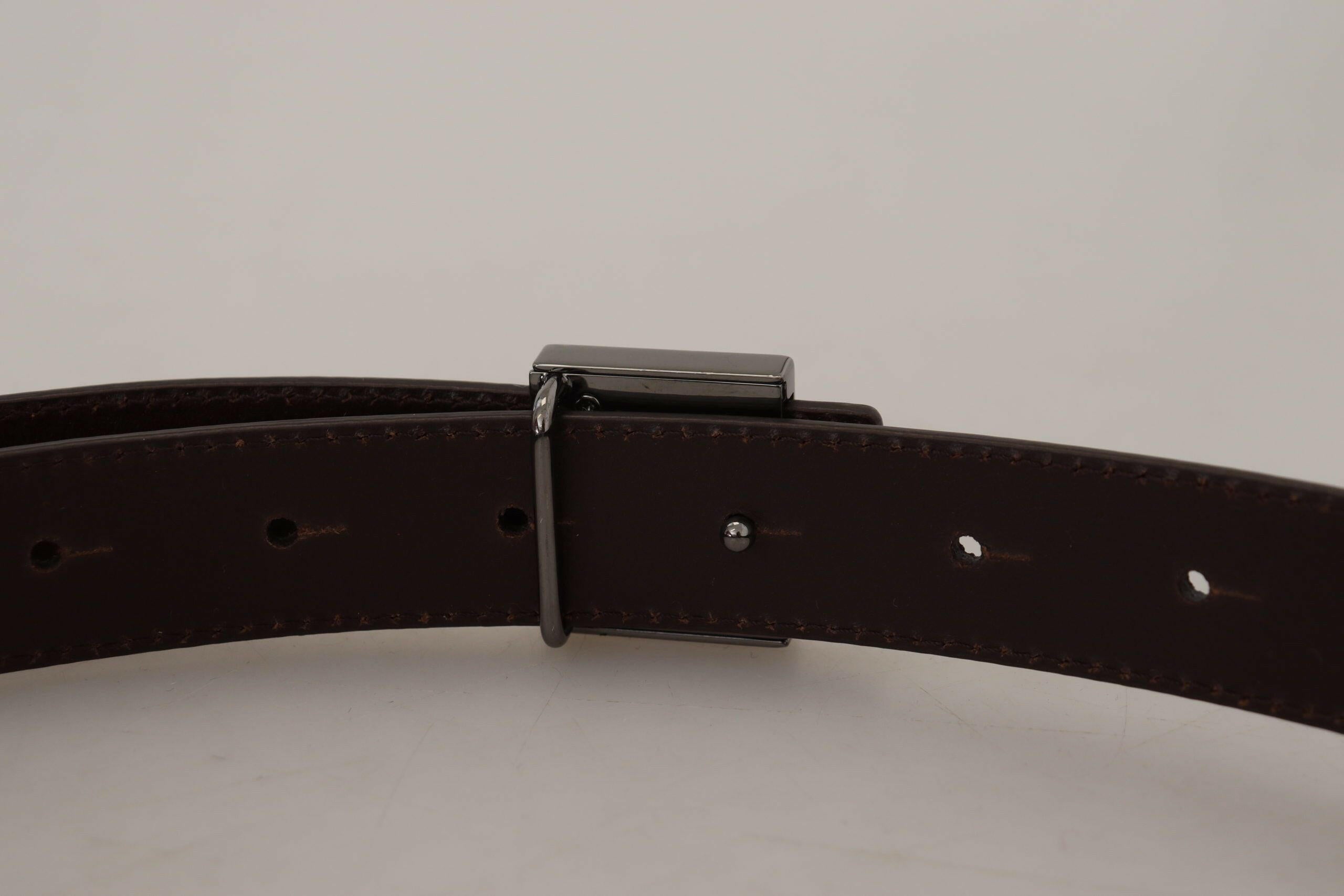 Dolce & Gabbana Gold Leather Silver Square Metal Buckle Belt -   -  Dolce & Gabbana.