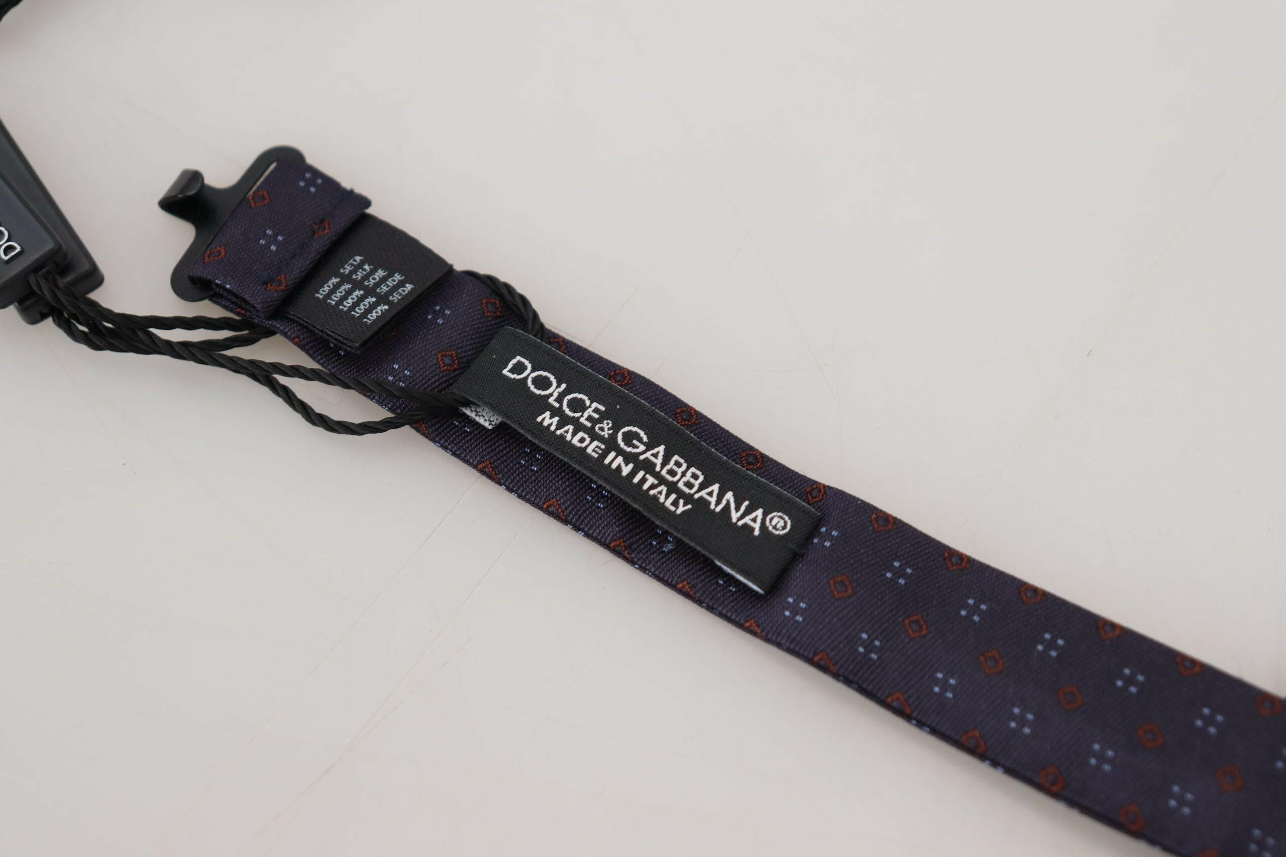 Dolce & Gabbana Blue Pattern Silk Adjustable Neck Papillon Bow Tie -  Neckties, Men -  Dolce & Gabbana.