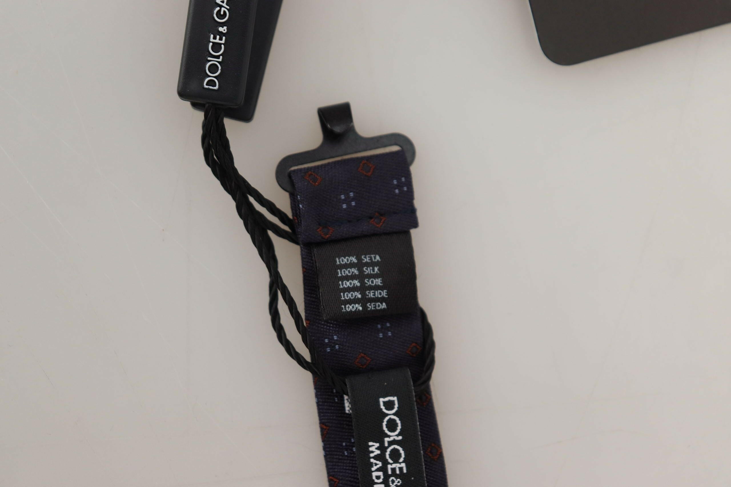 Dolce & Gabbana Blue Pattern Silk Adjustable Neck Papillon Bow Tie -  Neckties, Men -  Dolce & Gabbana.