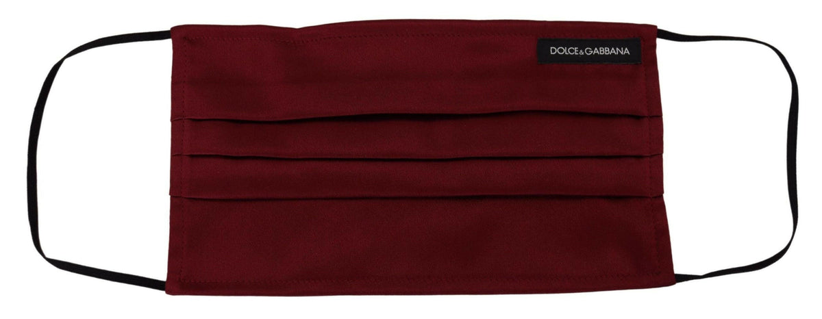 Dolce & Gabbana Maroon Silk Pleated Elastic Ear Strap One Size Face Mask -   -  Dolce & Gabbana.