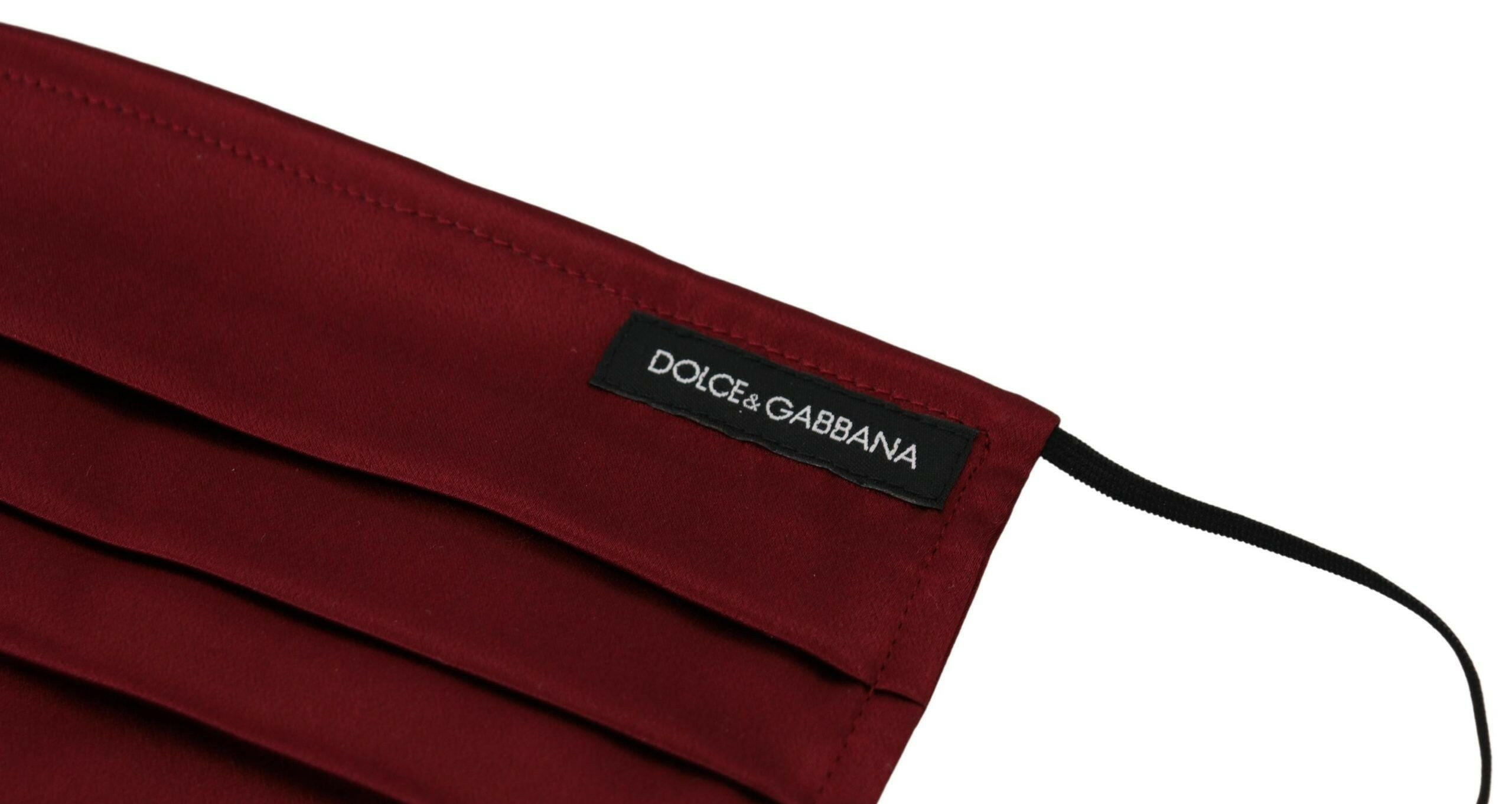 Dolce & Gabbana Maroon Silk Pleated Elastic Ear Strap One Size Face Mask -   -  Dolce & Gabbana.