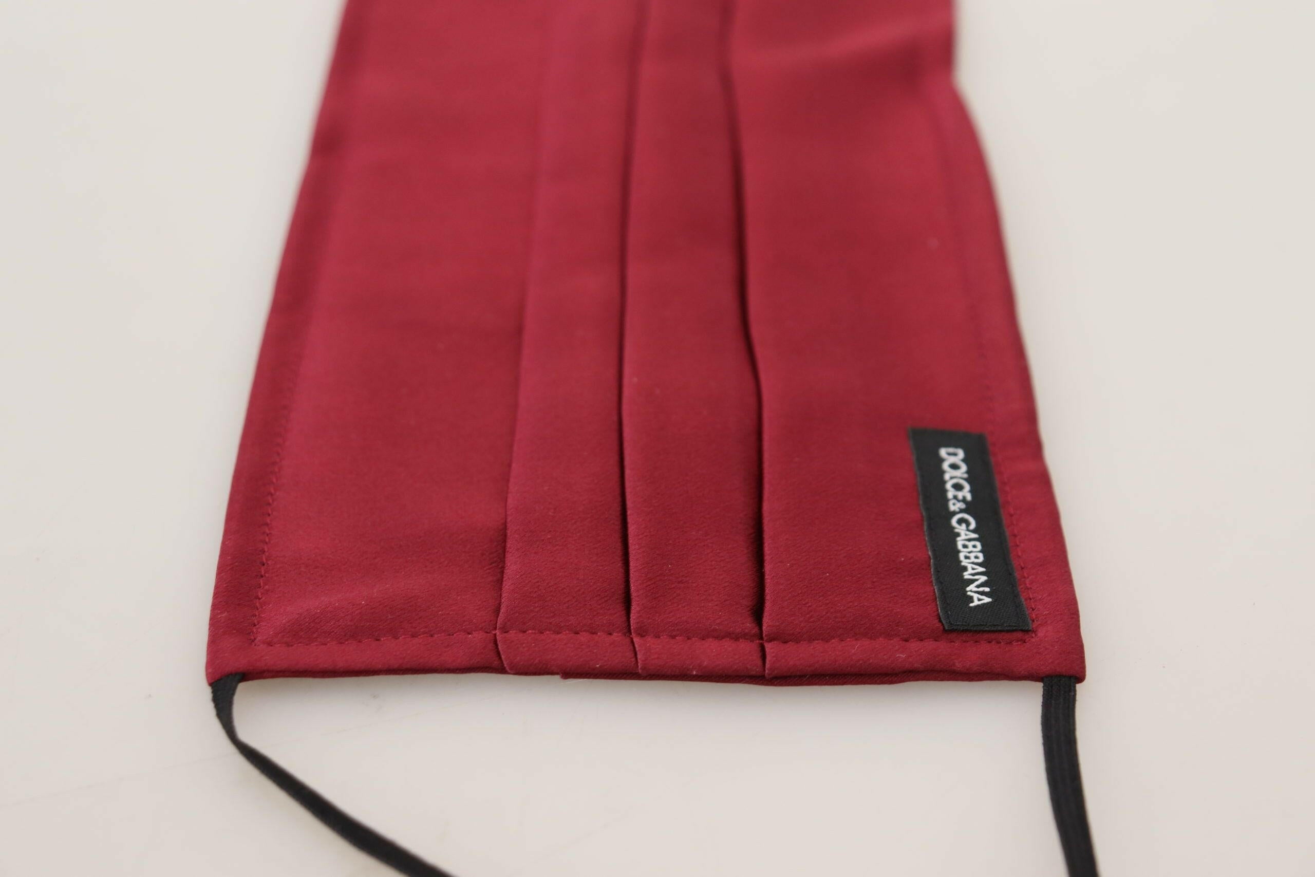 Dolce & Gabbana Maroon Silk Pleated Elastic Ear Strap One Size Face Mask -   -  Dolce & Gabbana.