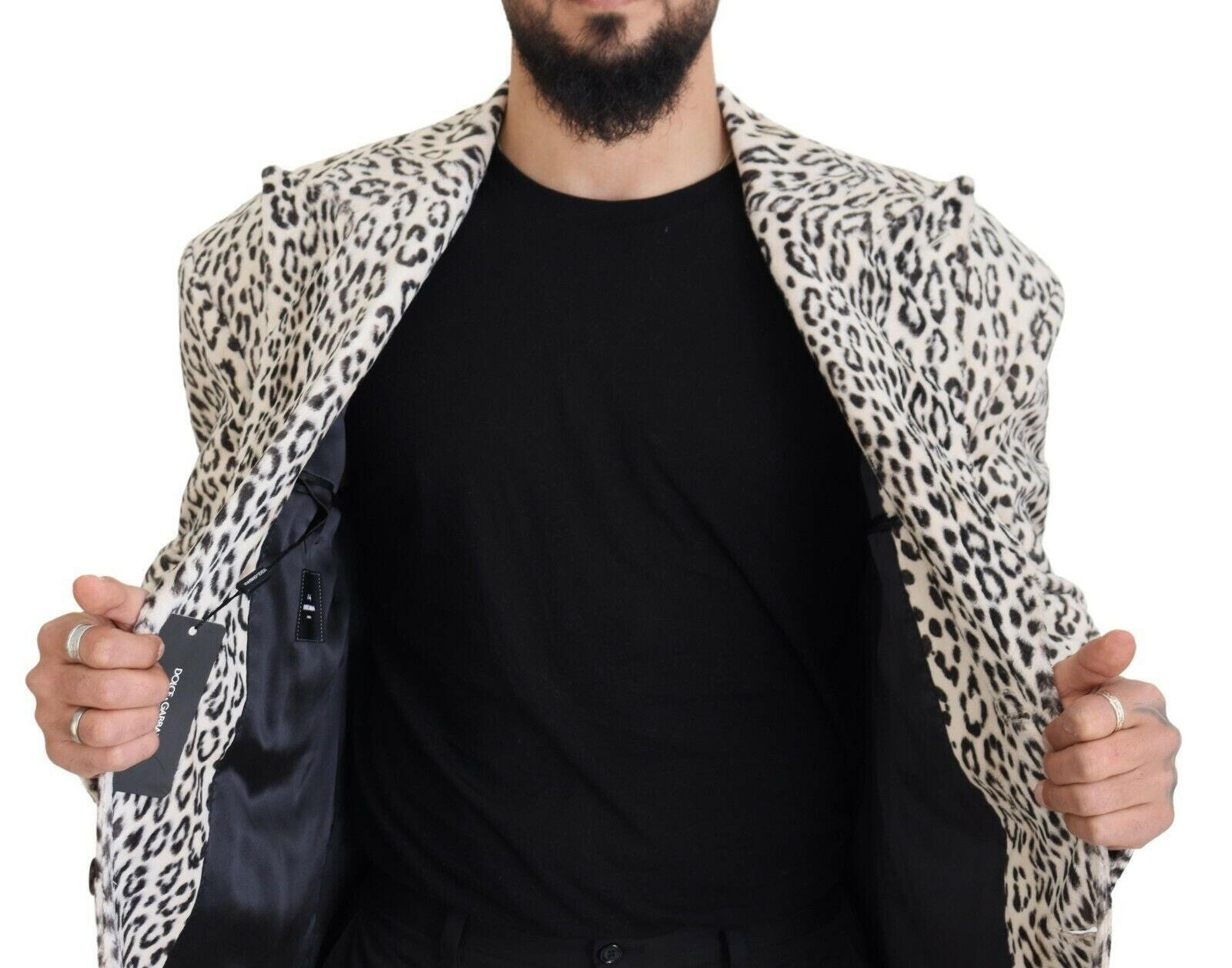 Dolce & Gabbana White Leopard Single Breasted Coat Blazer -   -  Dolce & Gabbana.