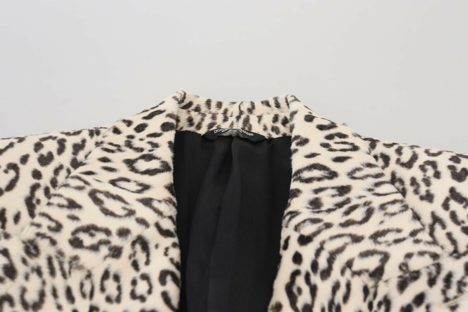 Dolce & Gabbana White Leopard Single Breasted Coat Blazer -   -  Dolce & Gabbana.