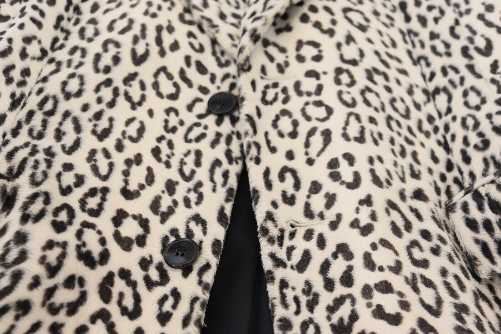 Dolce & Gabbana White Leopard Single Breasted Coat Blazer -   -  Dolce & Gabbana.