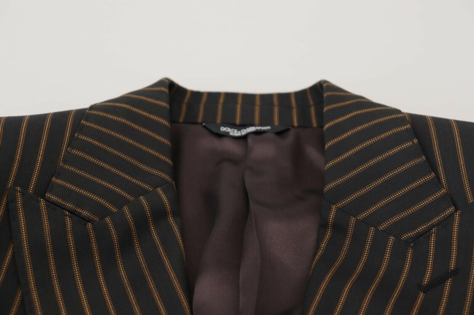 Dolce & Gabbana Black Brown Stripes Single Breasted Blazer -   -  Dolce & Gabbana.