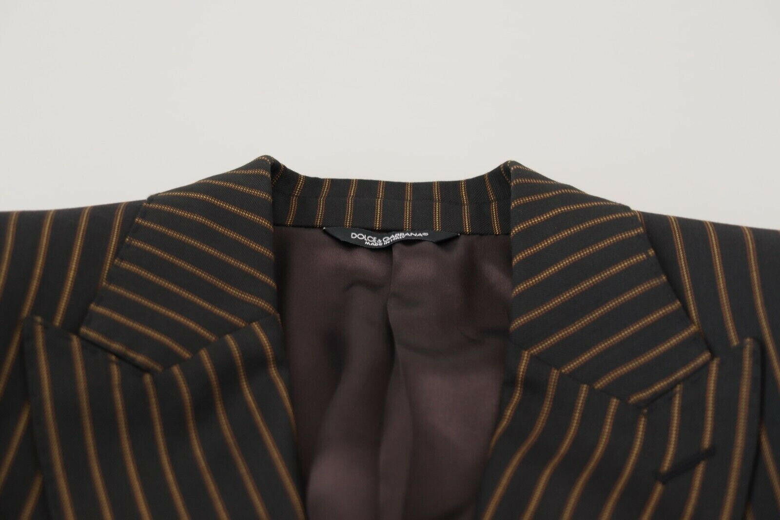 Dolce & Gabbana Black Brown Stripes Single Breasted Blazer -   -  Dolce & Gabbana.
