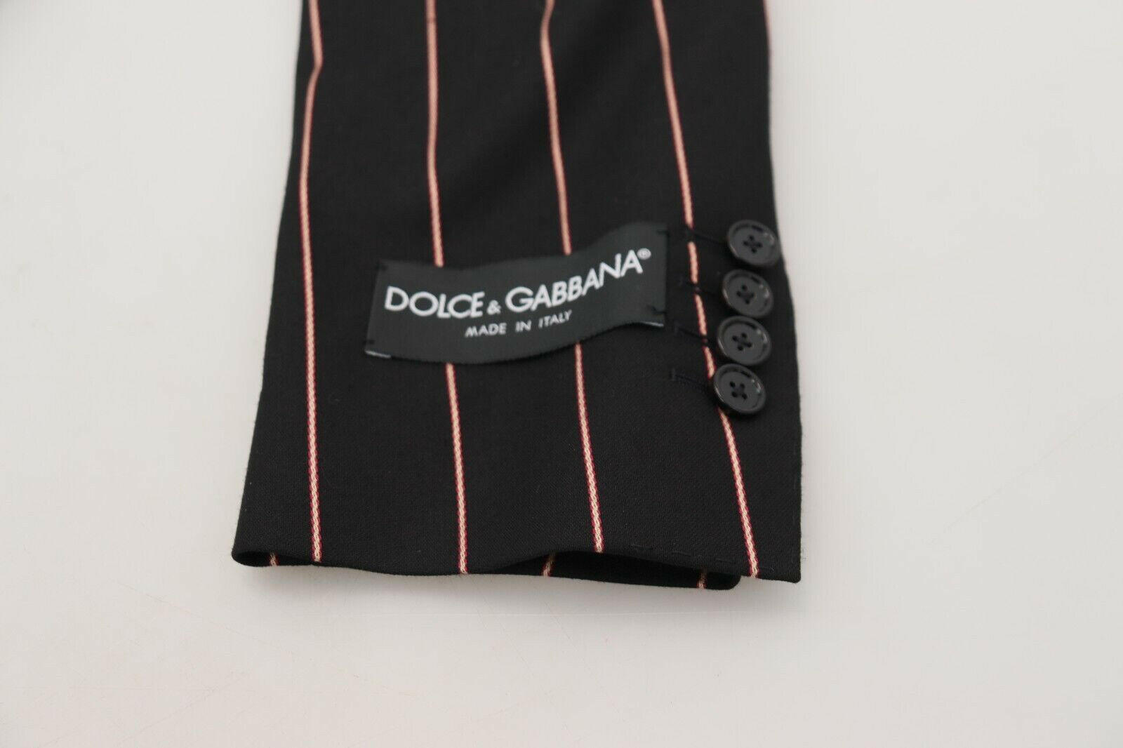 Dolce & Gabbana Black Stripes Viscose Double Breasted Blazer -   -  Dolce & Gabbana.