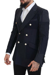 Dolce & Gabbana Blue Wool Patchwork Double Breasted Blazer -   -  Dolce & Gabbana.