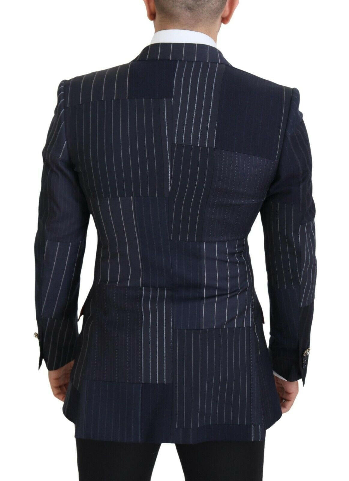 Dolce & Gabbana Blue Wool Patchwork Double Breasted Blazer -   -  Dolce & Gabbana.