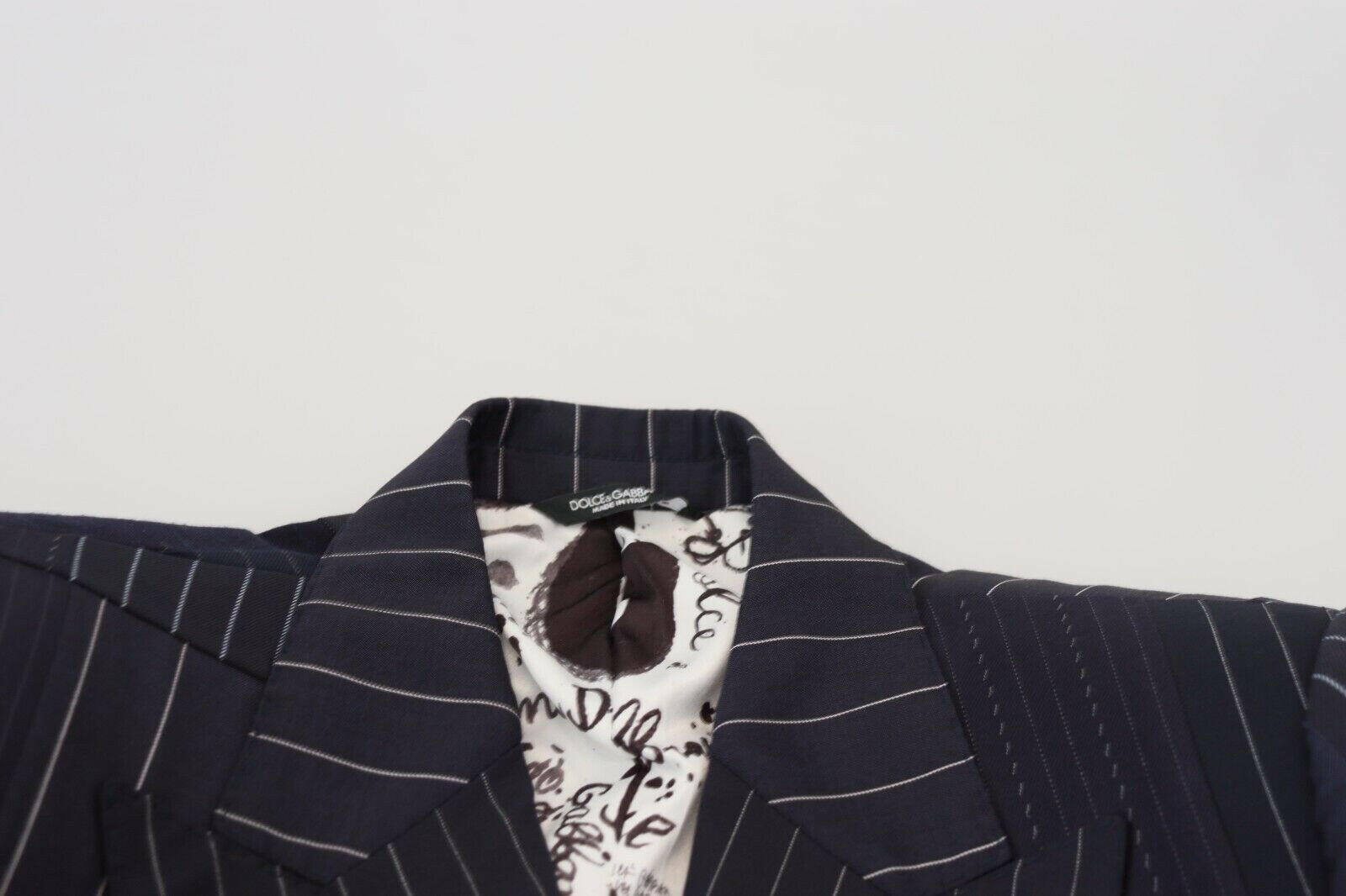 Dolce & Gabbana Blue Wool Patchwork Double Breasted Blazer -   -  Dolce & Gabbana.