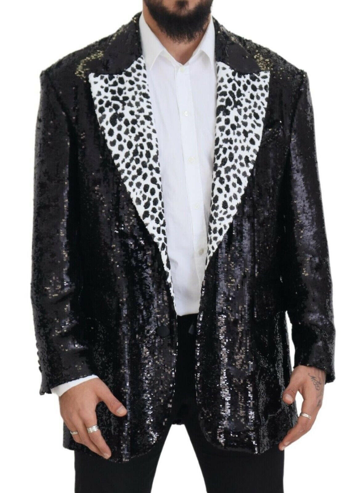 Dolce & Gabbana Black Sequined Cow Pattern Nylon Blazer -   -  Dolce & Gabbana.