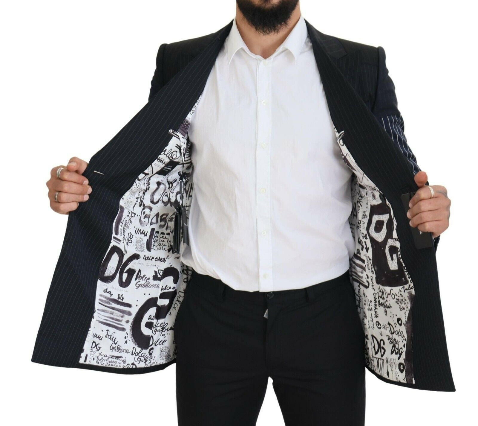 Dolce & Gabbana Blue Wool Patchwork Double Breasted Blazer -   -  Dolce & Gabbana.