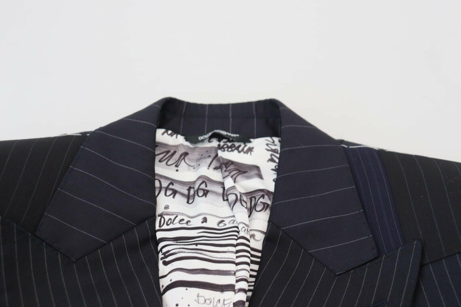 Dolce & Gabbana Blue Wool Patchwork Double Breasted Blazer -   -  Dolce & Gabbana.