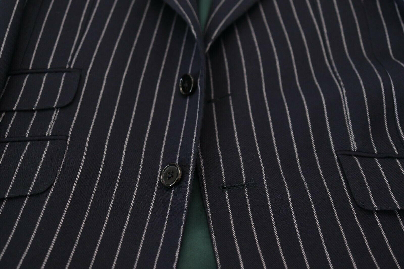 Dolce & Gabbana Dark Blue Stripe Wool Single Breasted Blazer -   -  Dolce & Gabbana.