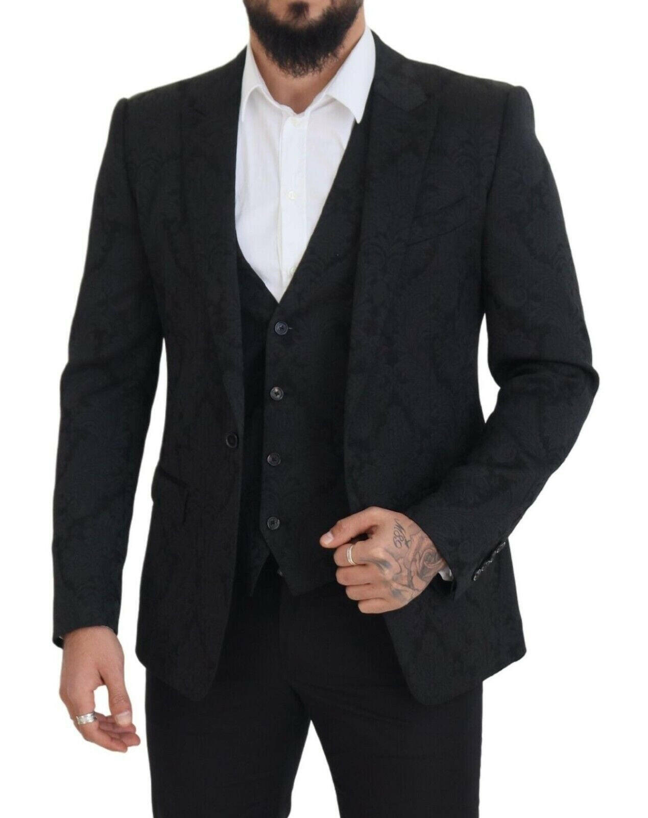Dolce & Gabbana Black Floral Brocade 2 Piece MARTINI Suit -   -  Dolce & Gabbana.