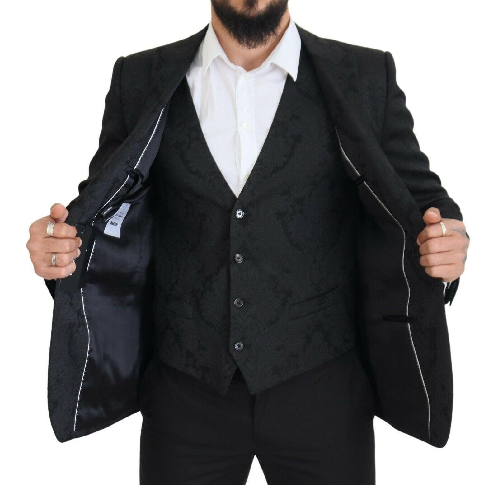 Dolce & Gabbana Black Floral Brocade 2 Piece MARTINI Suit -   -  Dolce & Gabbana.