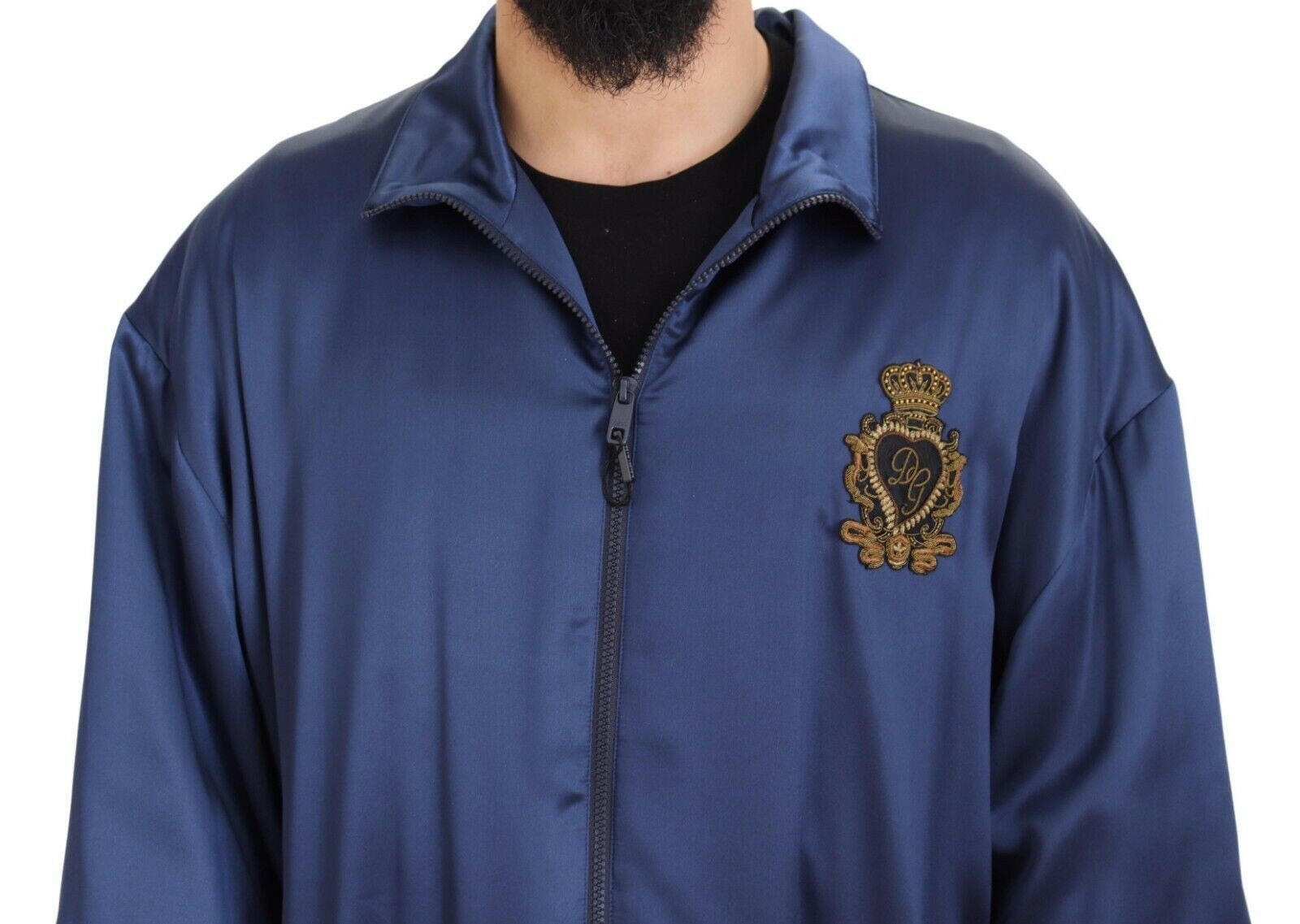 Dolce & Gabbana Blue Heraldic Patch Full Zip KHALED Jacket -   -  Dolce & Gabbana.