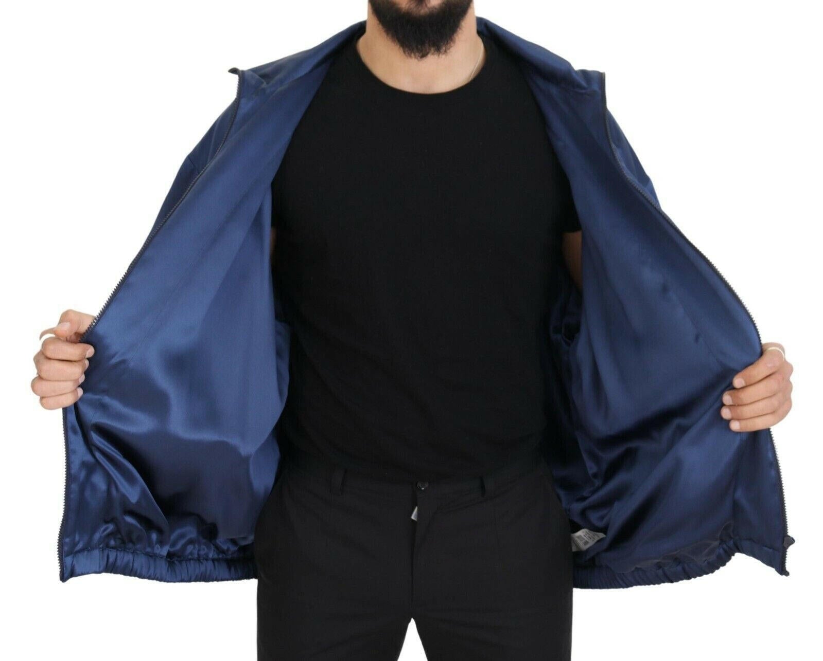 Dolce & Gabbana Blue Heraldic Patch Full Zip KHALED Jacket -   -  Dolce & Gabbana.