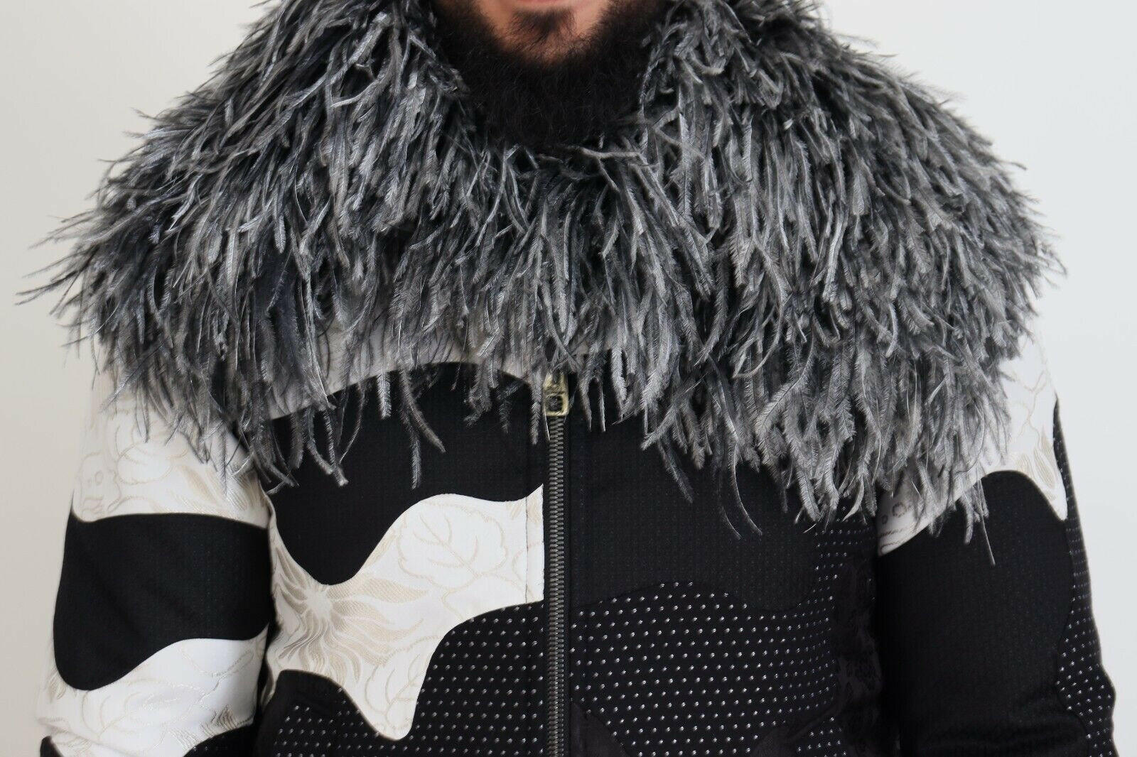 Dolce & Gabbana Black White Fur Shearling Full Zip Jacket -   -  Dolce & Gabbana.
