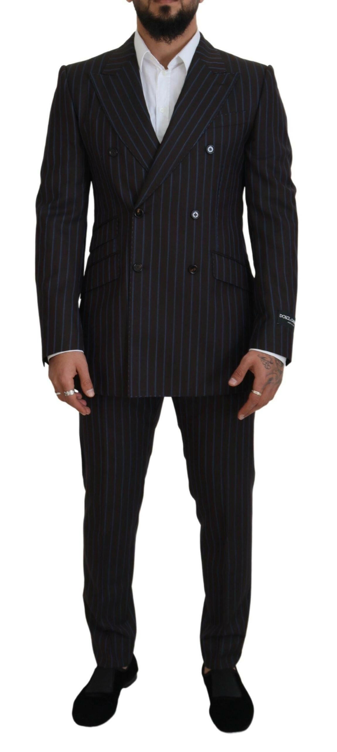 Dolce & Gabbana Black Striped Wool Formal 2 Piece Suit -   -  Dolce & Gabbana.