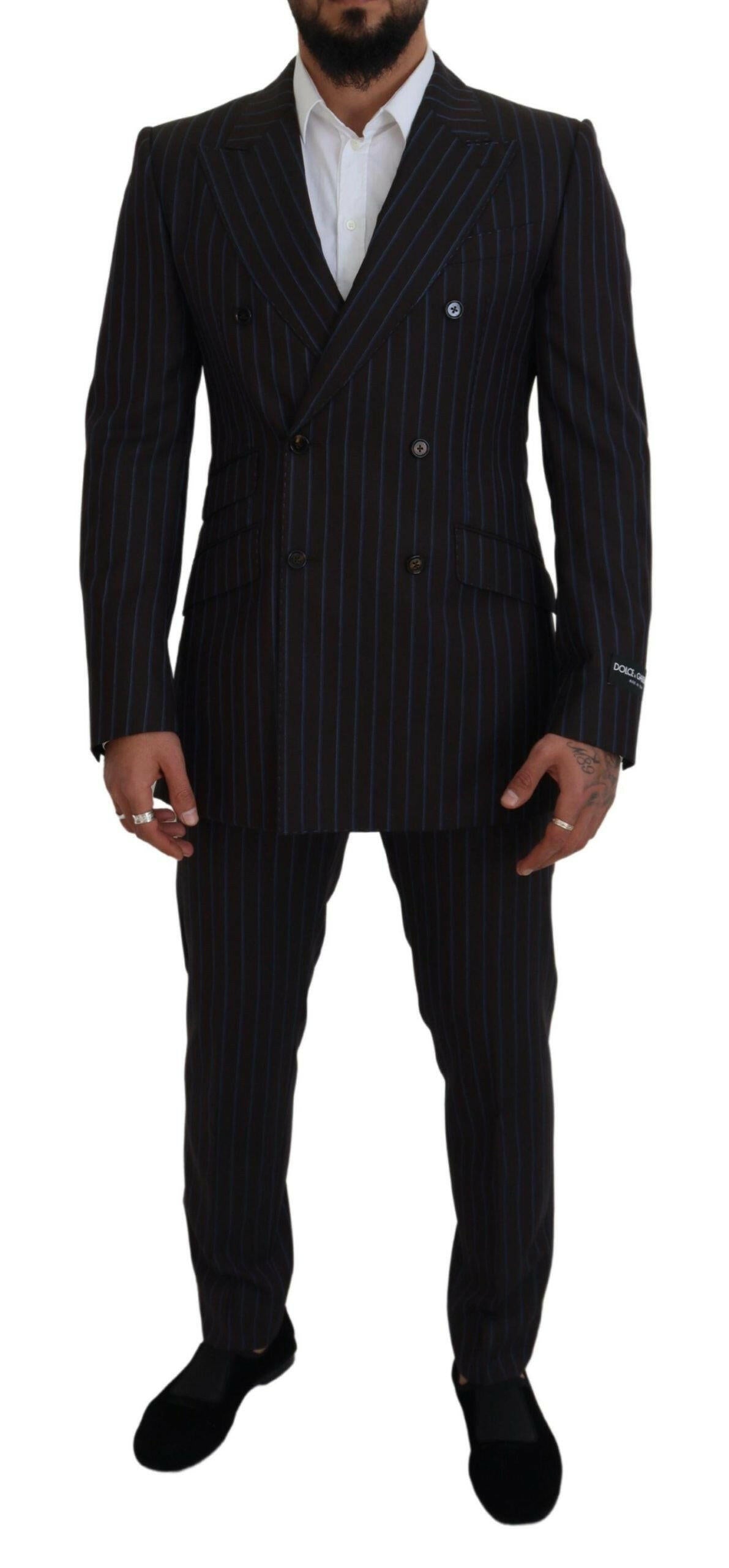 Dolce & Gabbana Black Striped Wool Formal 2 Piece Suit -   -  Dolce & Gabbana.