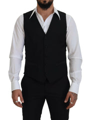 Dolce & Gabbana Black Virgin Wool Waistcoat Formal Dress Vest -  Vests for Men Suits -  Dolce & Gabbana.