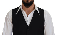 Dolce & Gabbana Black Virgin Wool Waistcoat Formal Dress Vest -  Vests for Men Suits -  Dolce & Gabbana.