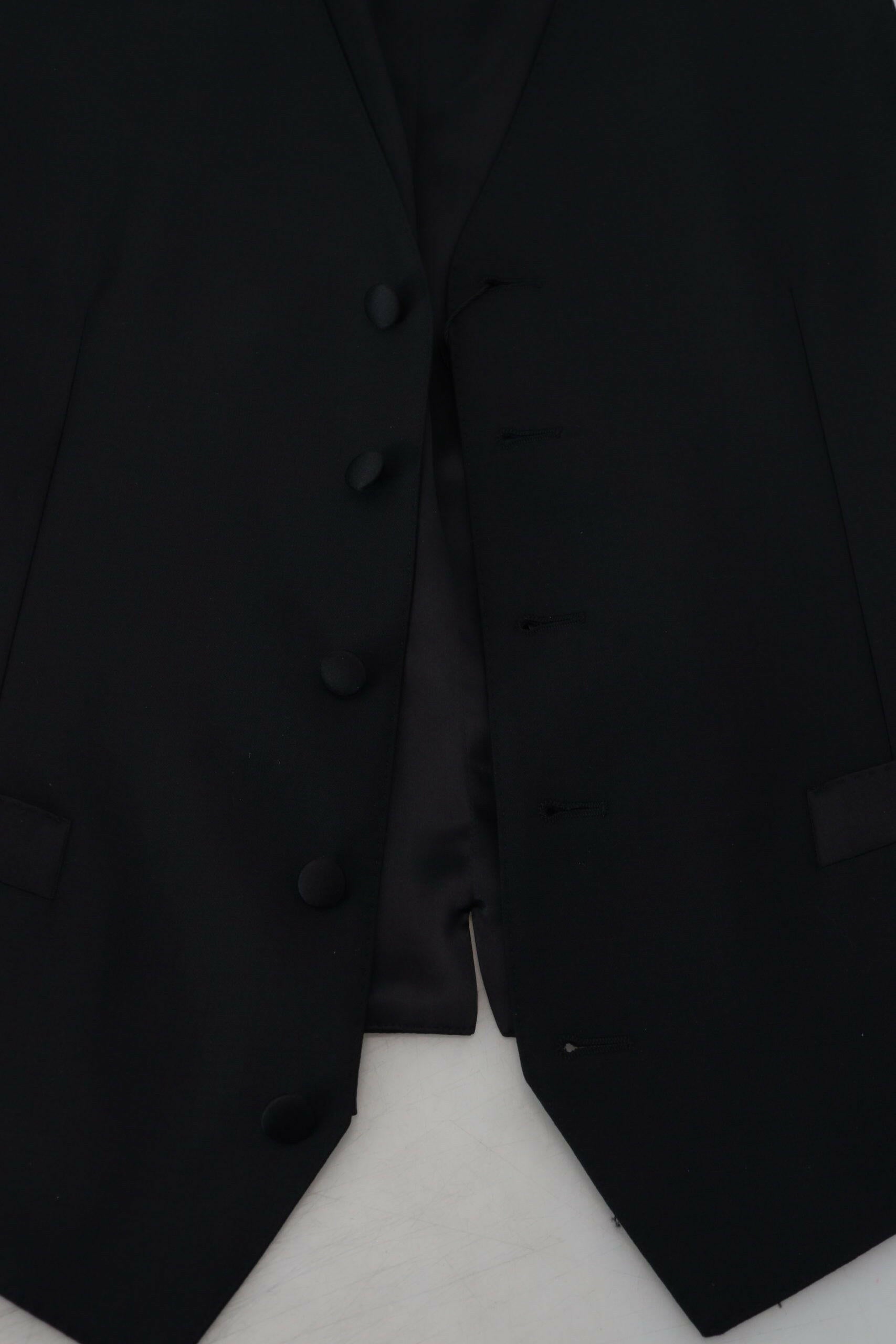 Dolce & Gabbana Black Virgin Wool Waistcoat Formal Dress Vest -  Vests for Men Suits -  Dolce & Gabbana.