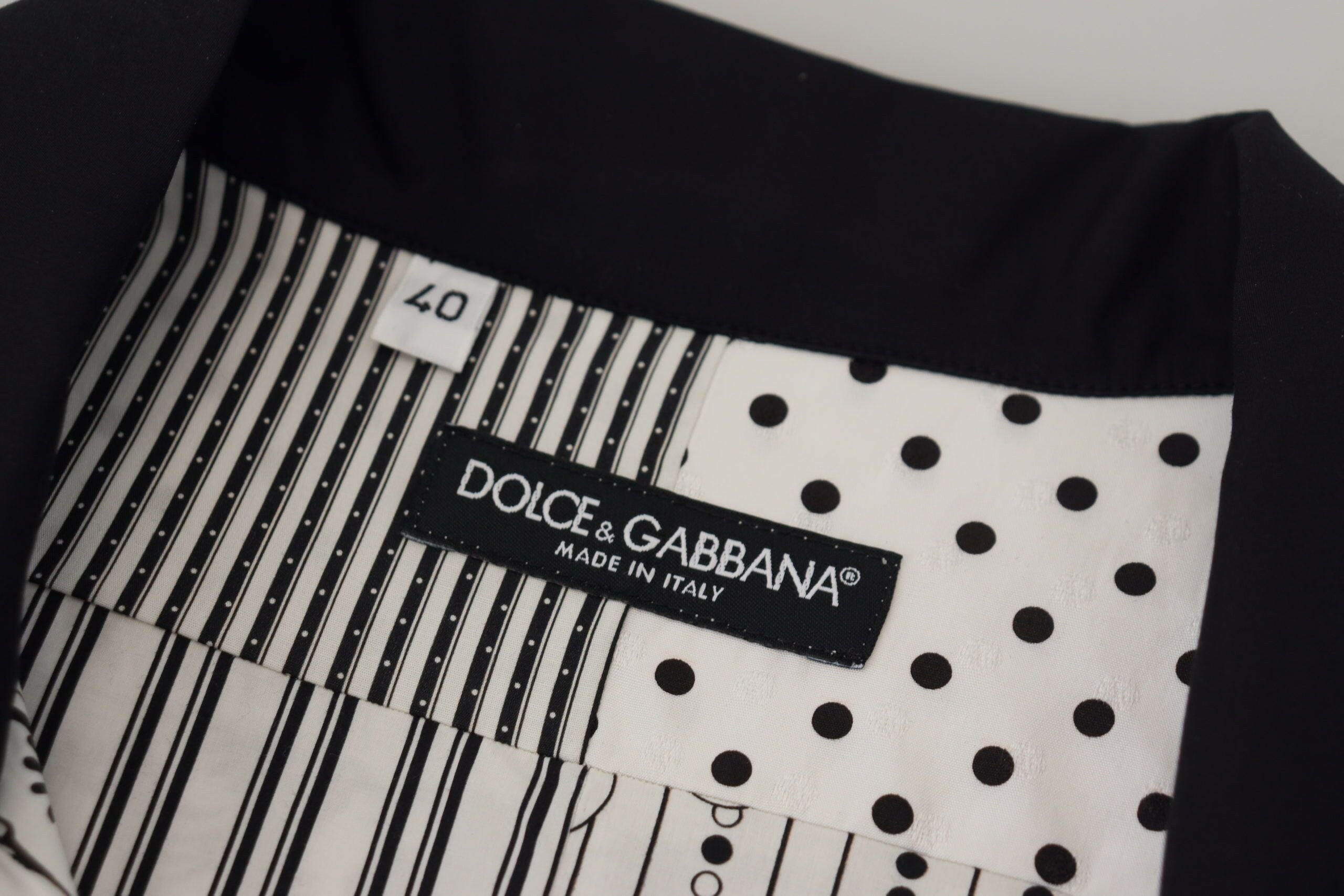 Dolce & Gabbana White Black Patterned Button Down Shirt -   -  Dolce & Gabbana.